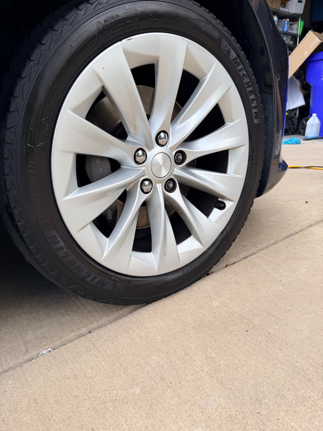 Tesla wheel and tire detail